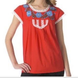 Tracy Feith Tops - Tracy Feith Red Embroidered Shirt XL Target Tracy Feith Tops - Tracy Feith Red Embroidered Shirt XL Target